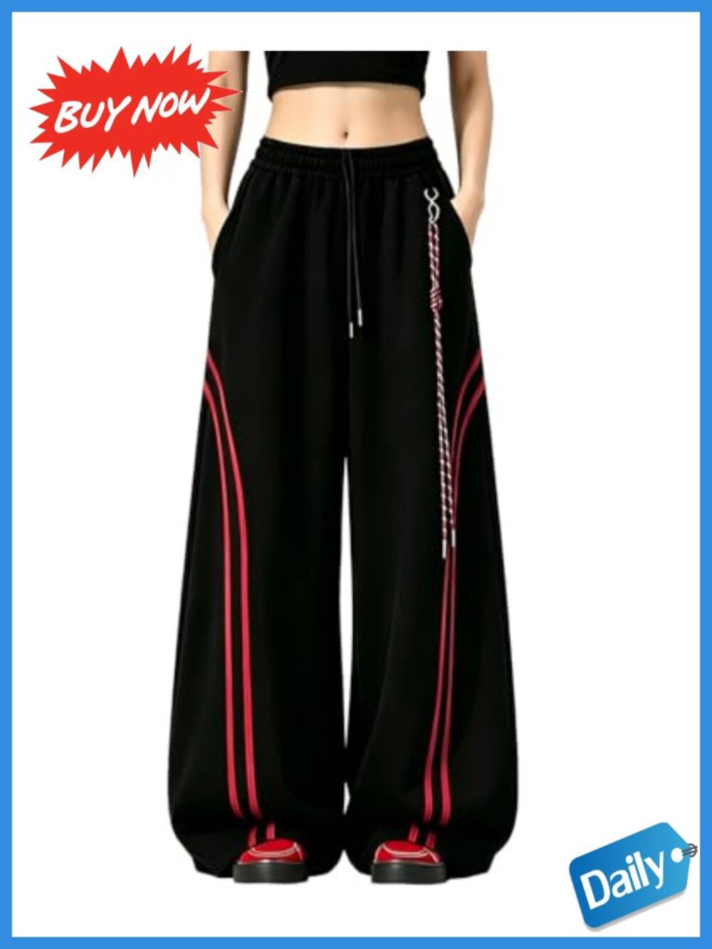 Baggy Wide Leg Sweatpants Striped Track Pants Y2K Streetwear